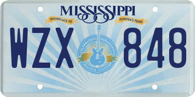 MS license plate WZX848
