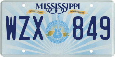 MS license plate WZX849