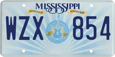 MS license plate WZX854