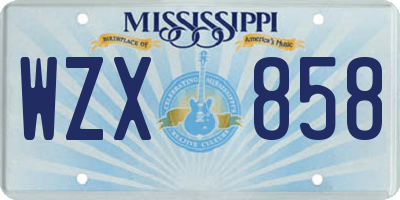 MS license plate WZX858