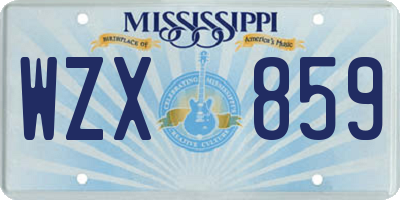 MS license plate WZX859
