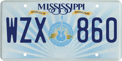MS license plate WZX860