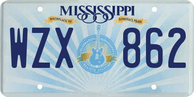 MS license plate WZX862