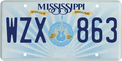 MS license plate WZX863