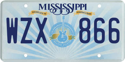 MS license plate WZX866