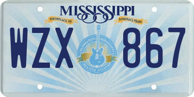 MS license plate WZX867