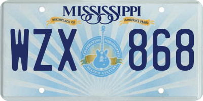 MS license plate WZX868