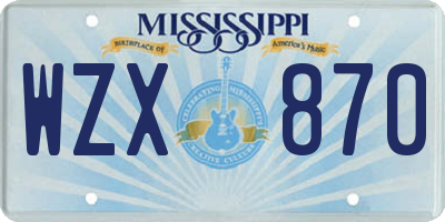 MS license plate WZX870