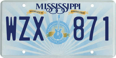 MS license plate WZX871