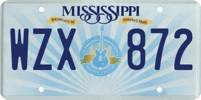 MS license plate WZX872