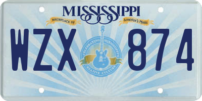 MS license plate WZX874
