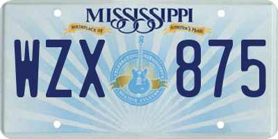 MS license plate WZX875