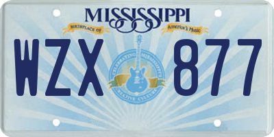 MS license plate WZX877