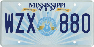 MS license plate WZX880