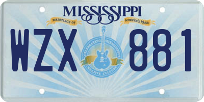 MS license plate WZX881