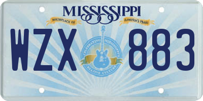 MS license plate WZX883