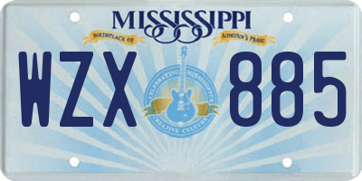 MS license plate WZX885