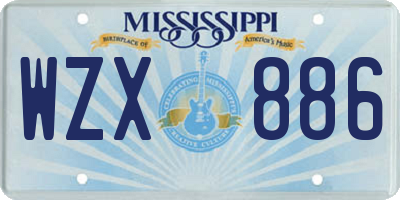 MS license plate WZX886