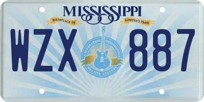 MS license plate WZX887
