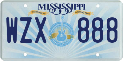MS license plate WZX888