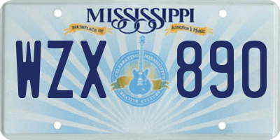 MS license plate WZX890