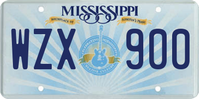 MS license plate WZX900