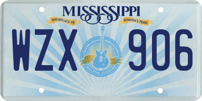MS license plate WZX906