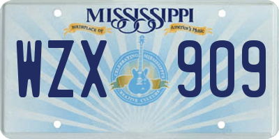 MS license plate WZX909