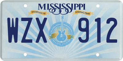 MS license plate WZX912