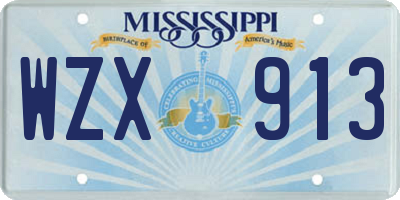 MS license plate WZX913