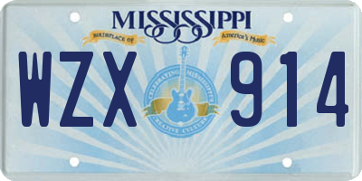 MS license plate WZX914