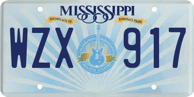 MS license plate WZX917