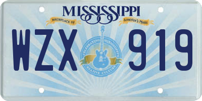 MS license plate WZX919