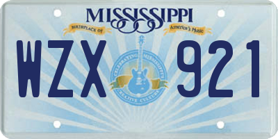 MS license plate WZX921