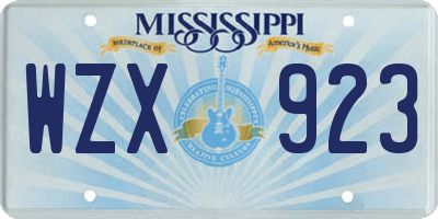 MS license plate WZX923