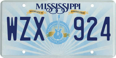 MS license plate WZX924