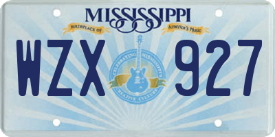 MS license plate WZX927