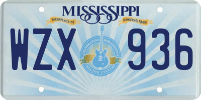 MS license plate WZX936