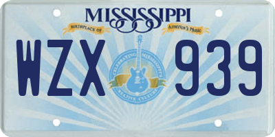 MS license plate WZX939