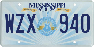 MS license plate WZX940