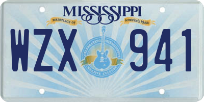 MS license plate WZX941