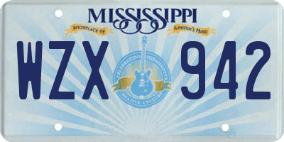 MS license plate WZX942