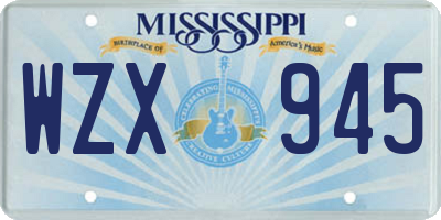 MS license plate WZX945