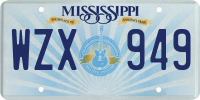 MS license plate WZX949