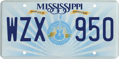 MS license plate WZX950