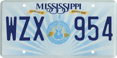 MS license plate WZX954