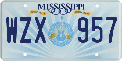 MS license plate WZX957
