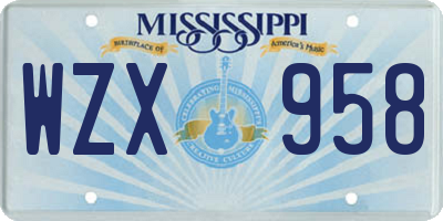 MS license plate WZX958