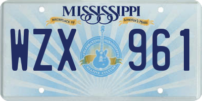 MS license plate WZX961