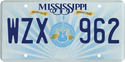 MS license plate WZX962